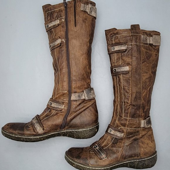 Aldo Shoes - Aldo Steampunk Boots Pirate Distressed Leather Brown Women's Size 36 / Size 6 US